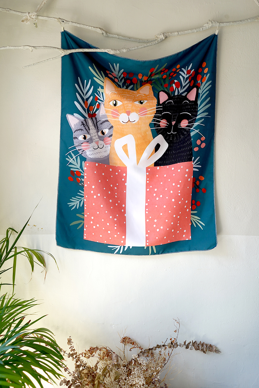 블랑쉬 고양이들의 행복 크리스마스 패브릭 포스터 73x95